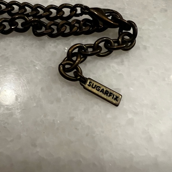 Sugarfix Peach and Clear Teardrop Shaped Crystal Statement Necklace - Picture 6 of 7